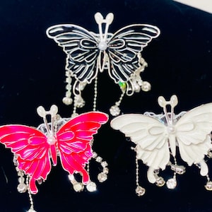 Metal Butterfly Beads: White, Black, and Pink - DIY Jewelry Supplies
