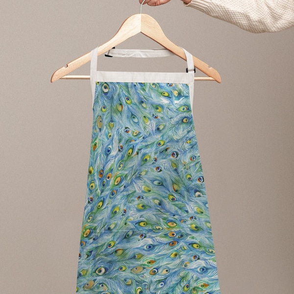 Tropical Peacock Apron, Pretty Kitchen Accessory for Her