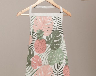 Tropical Palm Print Baking Apron, Pastel & Chic, Gift Idea for Her