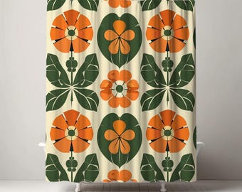 Rose Tattoo Print Shower Curtain | Vintage Traditional American