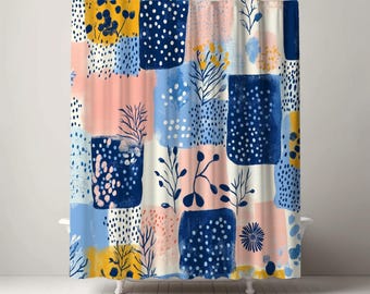 Boho Floral Shower Curtain - Retro Botanical Print for Unique Bathroom Decor