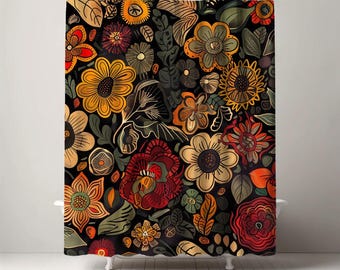 Boho Floral Shower Curtain - Rich Botanical Patterns for an Artistic Bathroom Ambiance