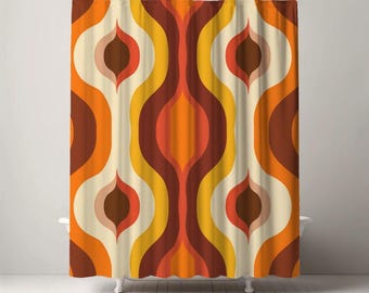 Retro Shower Curtain - Bold Wave Patterns for a Vibrant Bathroom Decor