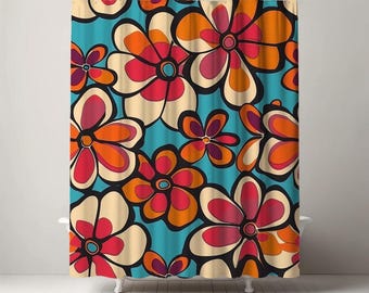 Floral Shower Curtain - Retro Elegance for a Chic Boho Bathroom