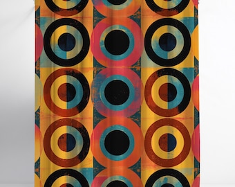 Retro Geometric Shower Curtain: Mid-Century Modern Bathroom Decor