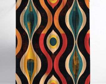 Mid-Century Modern Shower Curtain: Abstract Geometric Boho Bathroom Decor