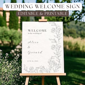 Welkomstbord bruiloft, trouwdagkaart, modern trouwbord, gepersonaliseerde kaart, ceremonieborden, downloadbare kaart
