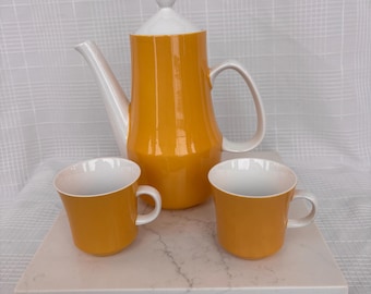Vintage Style House "Sleepy Hollow" Coffee Server & Cup Set | Harvest Yellow Durastone