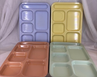 Vintage Dallas Ware Melamine Trays, Set of Four Pastel Colors