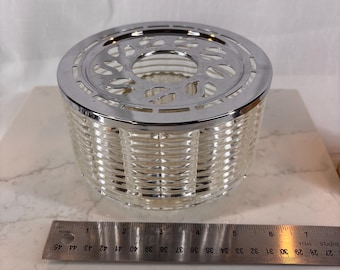 Vintage Silex Candle Warmer: Chromed Metal & Paneled Glass