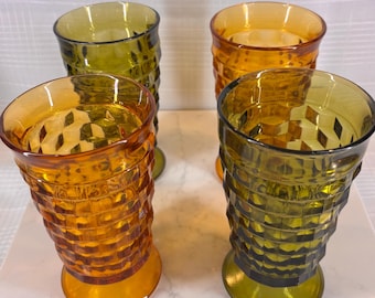 Vintage Whitehall Cubism Goblets, Amber, Avocado, sold separately