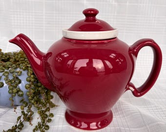 Vintage McCormick Hall China 6 cup Teapot with Infuser- Maroon