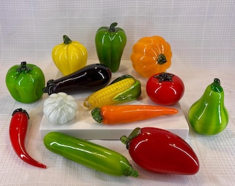 Vintage Murano Style Hand-Blown Glass Vegetables – Choice of 13, Sold Individually