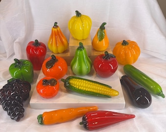 Vintage Murano Style Hand-Blown Glass Fruit, Vegetables - Choice of 16- SOLD INDIVIDUALLY
