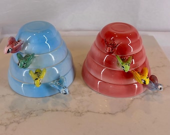 Vintage Beehive Stacking Measuring Cups | 1950s Menschik Goldman Japan| Blue or Pink, SOLD SEPERATELY