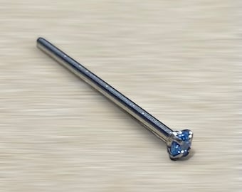 AQUAMARINE Nose Pin Bendable 18g 3/4” Prong - Cut to Length - Monroe Labret Bar
