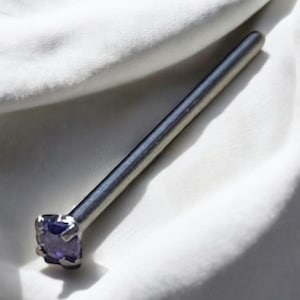 AMETHYST Nose Pin Bendable 18g 3/4” Prong - Cut to Length - Monroe Labret Bar