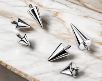 Set of 2 TITANIUM Spike Cone Ends for 14g 12g Internally Threaded Barbells