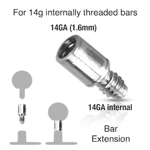 Internally Threaded EXTENSION for 14g Dermal or Other Barbells - 316L Surgical Steel Body Piercing Jewelry Supplies