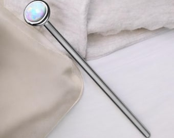 Opalite Nose Pin - 20g 18g 3/4” Bendable Cut to Length - Monroe Labret Bar