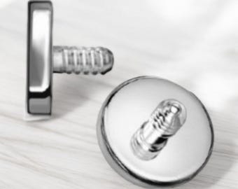 Set of 2 Flat Top 4mm TITANIUM Ends for 14g 12g Internally Threaded Barbell