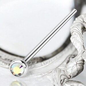 AB Crystal Nose Pin: 20g/18g Surgical Steel DIY Nose Stud