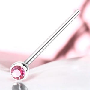 PINK Nose Pin 20g 18g 3/4” Bendable / Cut to Length - Monroe Stud Labret Bar