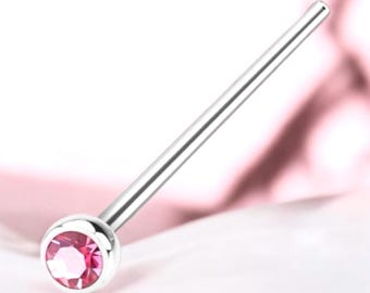 PINK Nose Pin 20g 18g 3/4” Bendable / Cut to Length - Monroe Stud Labret Bar