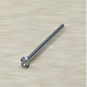 CLEAR CZ Nose Pin Bendable 18g 3/4” Prong - Cut to Length - Monroe Labret