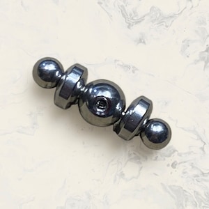 T-Bar Top - Beaded Surgical Steel 6mm Center - Fits 14g 12g 10g 8g External Thread Barbells Belly Button Ring VCH Tongue PA Piercing Jewelry