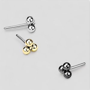 Push In Threadless 4mm Dotted Insert - TITANIUM for Labret Monroe Tragus Cartilage Body Piercing Jewelry Supplies - Silver or Gold or Black