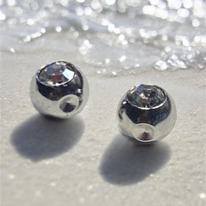 Set of 2 Double Dimple 5mm Clear Crystal Captive Bead for Any Gauge Captive Bead Rings - Replacement Pressure Bead Piercing Jewelry Supplies