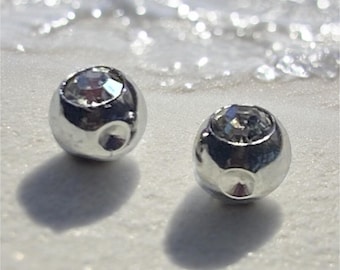 Set of Dimpled 5mm Clear Crystal Captive Bead - Any Gauge Rings - Replacement Pressure Bead