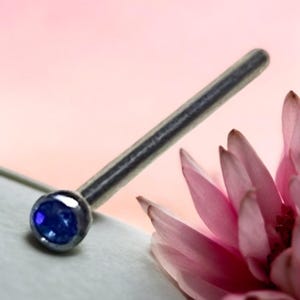 SAPPHIRE Nose Pin 20g 18g 3/4” Bend / Cut to Length - Monroe Stud Labret Bar