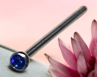 SAPPHIRE Nose Pin 20g 18g 3/4” Bend / Cut to Length - Monroe Stud Labret Bar
