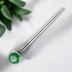 EMERALD Nose Pin 20g 18g 3/4” Bend / Cut to Length - Monroe Stud Labret Bar