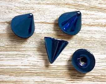 Set of Blue 4mm Spike Cone Ends for 18g 16g Bar Barbell Nut End