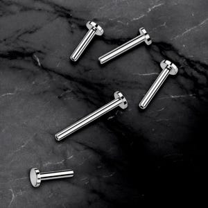 16g Push In Threadless 4mm Base Barbell - TITANIUM Labret Monroe Tragus Cartilage Body Piercing Jewelry Supplies 1/4" to 5/16” Bars