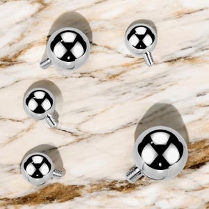 Set of 2 Surgical Steel Ball Ends 4mm 5mm 6mm - Fits 14g 12g Bars - Internally Threaded Barbell End - Body Piercing Jewelry Supplies