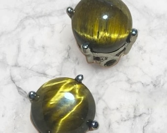TIGER EYE Gemstone 7mm Ball Ends for 14g 12g 10g 8g Bars Barbell Nut