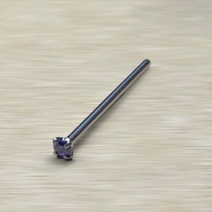 SAPPHIRE Nose Pin Bendable 18g 3/4” Prong - Cut to Length -Monroe Labret Bar