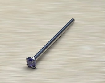 SAPPHIRE Nose Pin Bendable 18g 3/4” Prong - Cut to Length -Monroe Labret Bar