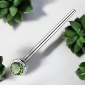 PERIDOT Nose Pin 20g 18g 3/4” Bendable / Cut to Length - Monroe Labret Bar