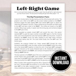 Office Party Team Building Games, Left Right Game, Printable Pass The Gift Present Parcel Game, Gift Exchange Pass the Prize, Work Coworker