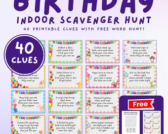 Birthday Scavenger Hunt For Kids, Indoor Treasure Hunt Clues Teens, Printable Kids Scavenger Hunting, Home Indoor Scavenger Hunt Party Games