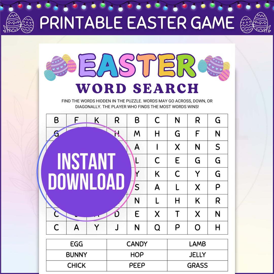 Easter Word Search Game, Printable Word Hunt Game, Word Find Puzzle ...