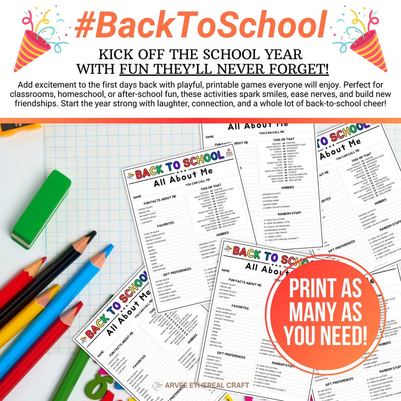 Back to School All About Me, Printable Favorite Things List, This or ...