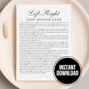 Baby Shower Left Right Games, Pass the Prize Game, Pass The Gift Present Gift Exchange Passing Game, Printable Baby Shower Activity Games