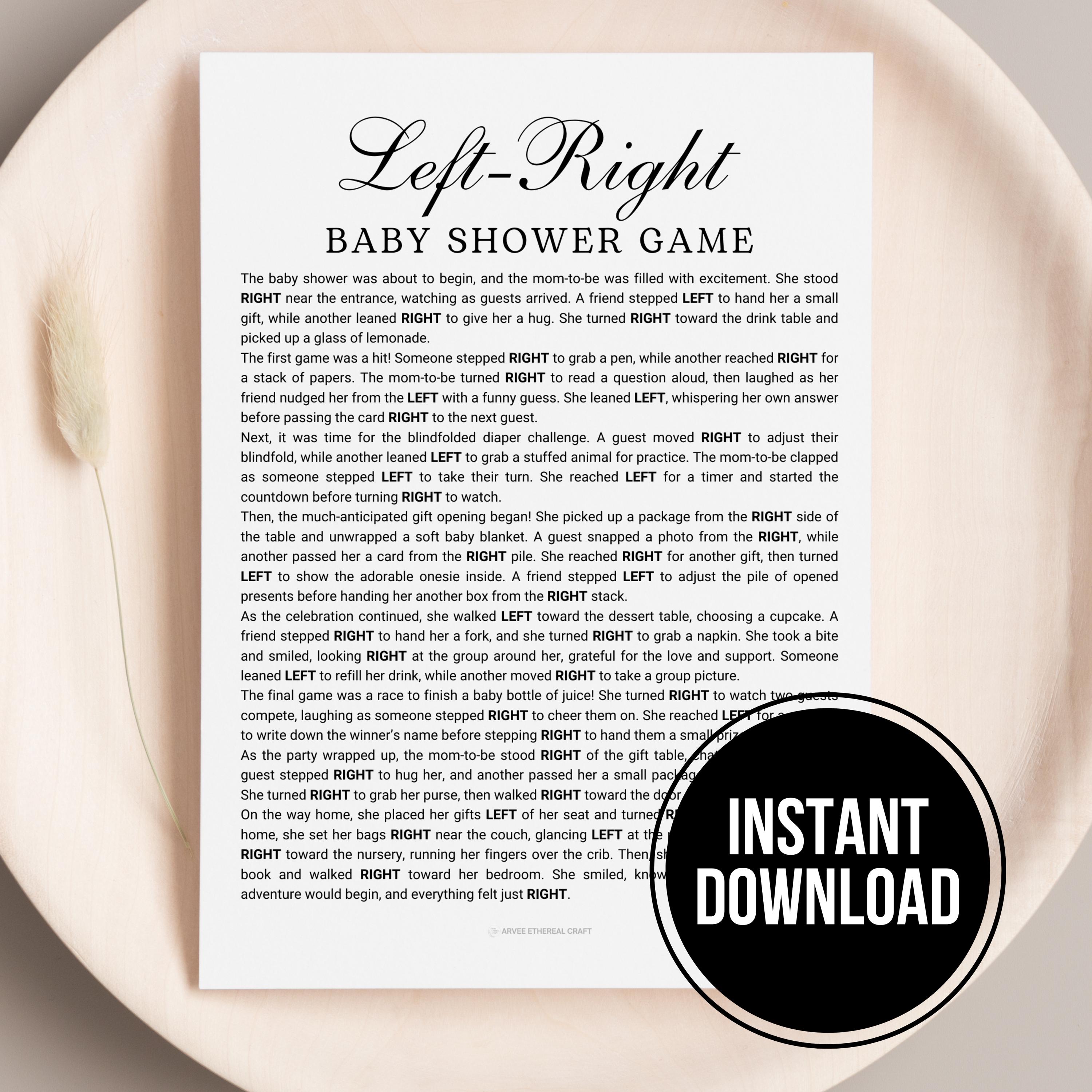 Baby Shower Left Right Games, Pass the Prize Game, Pass The Gift Present Gift Exchange Passing Game, Printable Baby Shower Activity Games