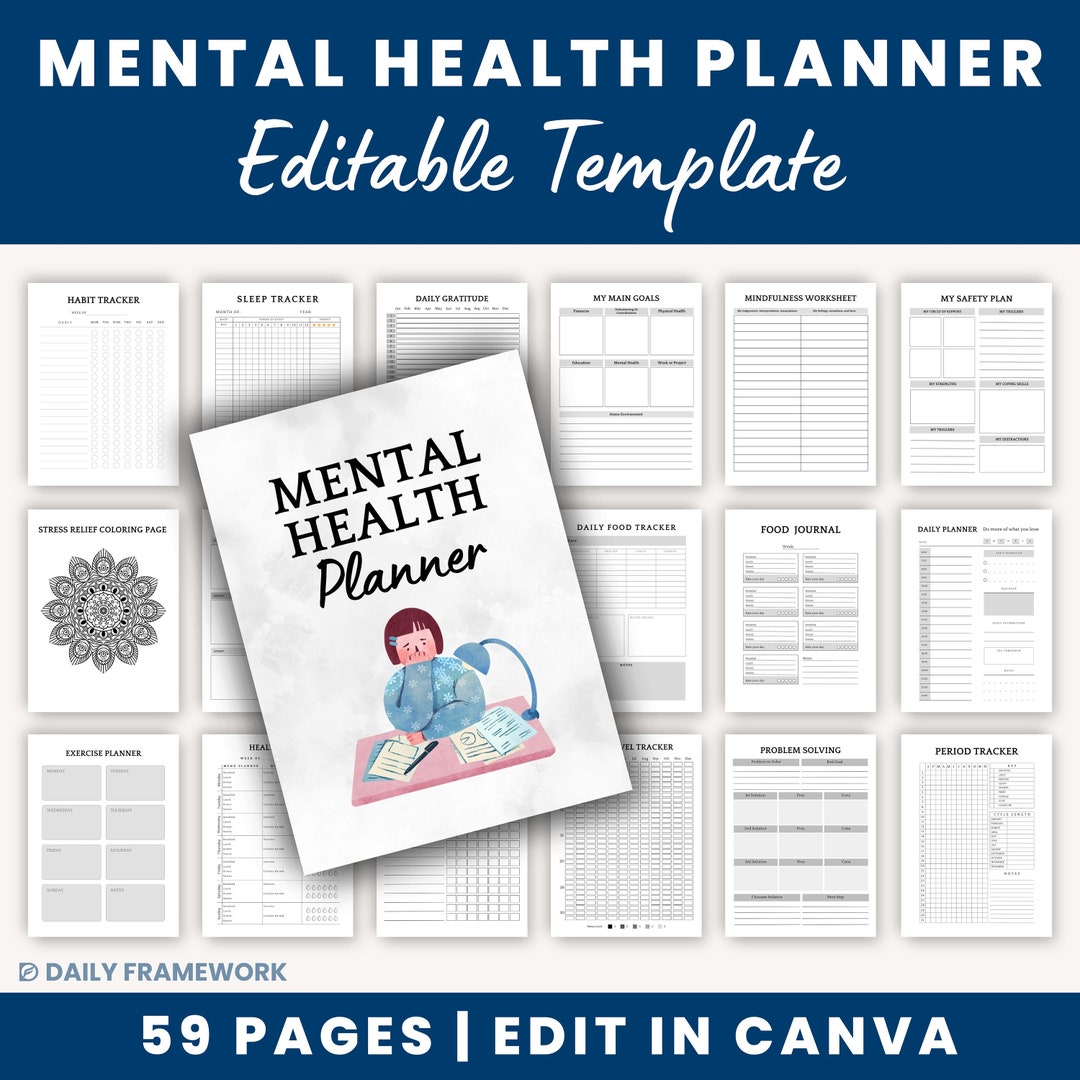 Digital Mental Health Journal Printable Self Care Planner Anxiety Digital Mental Health Journal Printable Self Care Planner Anxiety